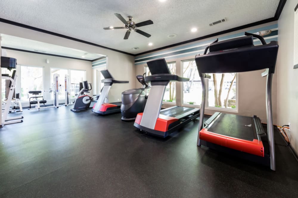 Fully equipped fitness center at Marquis at Legacy in Plano, Texas