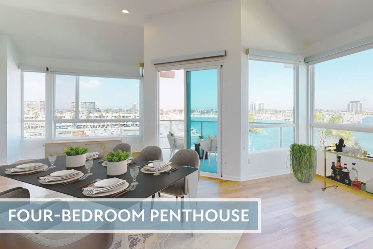 Dining Room in four-bedroom penthouse at Esprit Marina del Rey