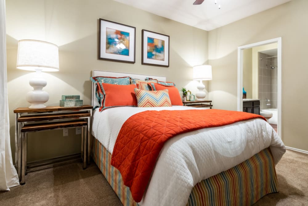 Cozy bedroom at Marquis at Ladera Vista in Austin, Texas