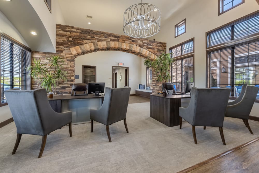 Leasing office lobby area at Marquis at Sonoran Preserve in Phoenix, Arizona