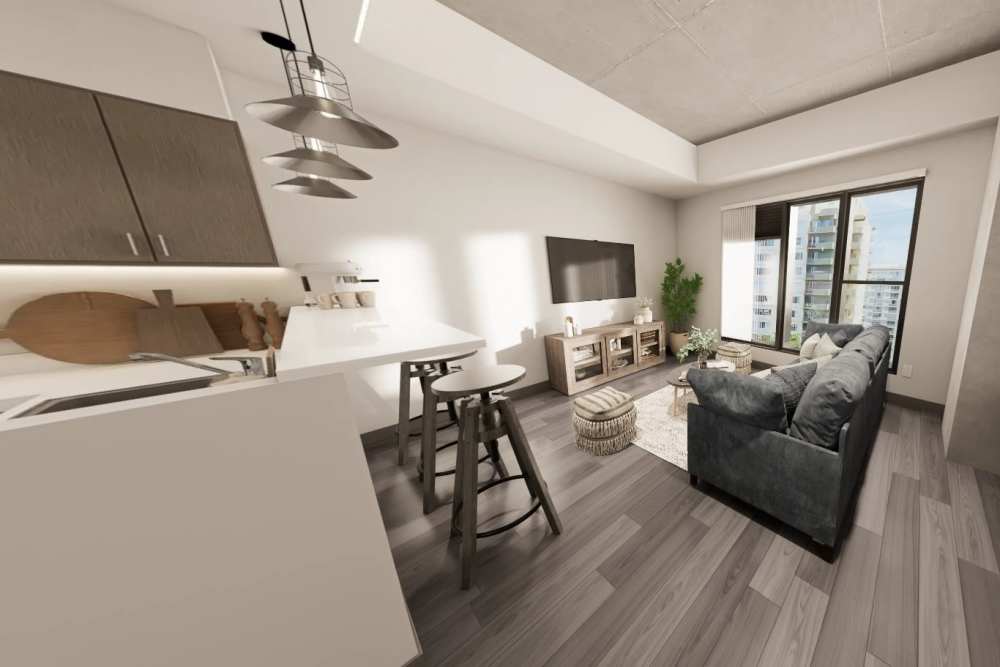 Rendering of modern three bedroom apartment at Lark Landing in San Francisco, California