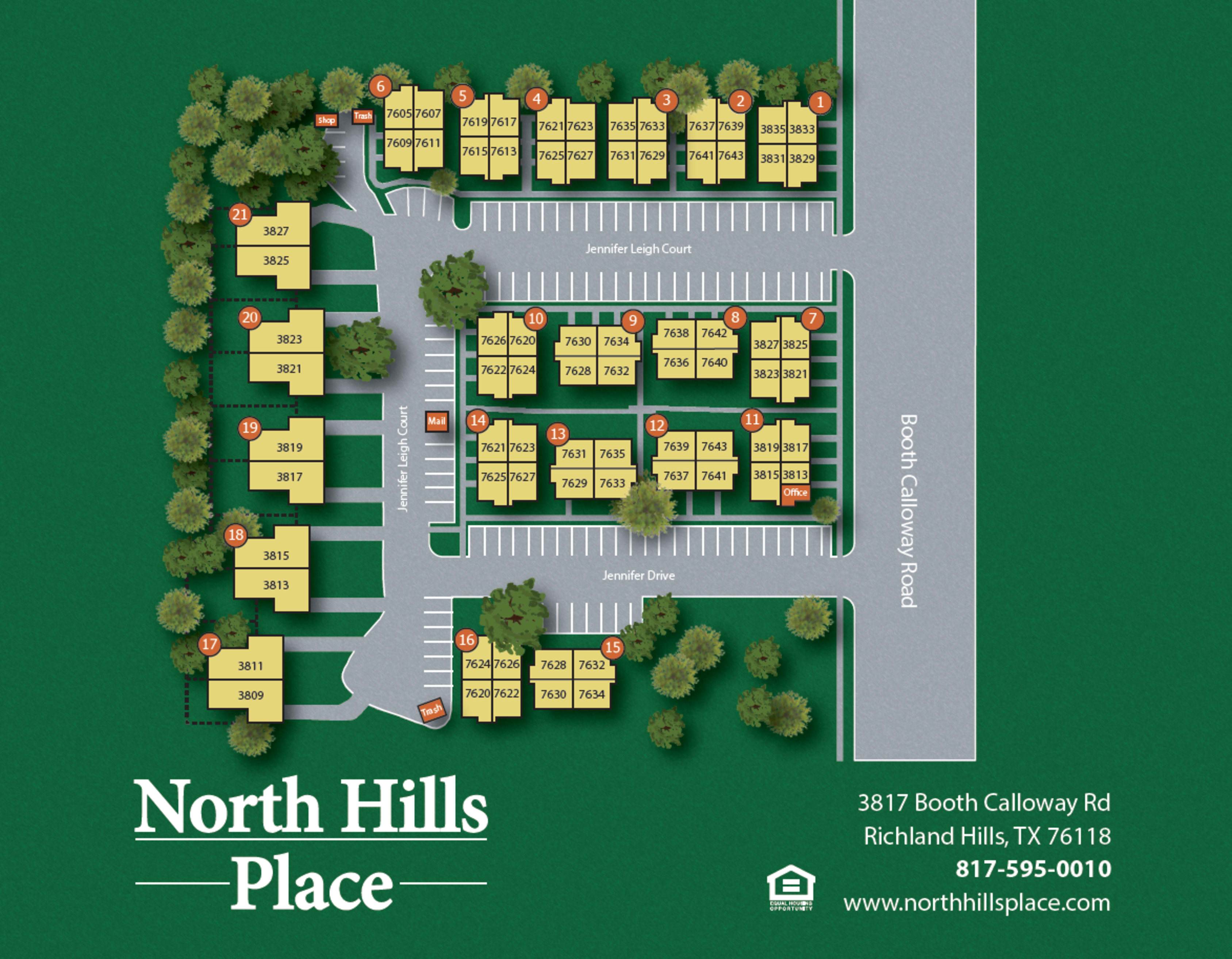 Sitemap at North Hills Place in Richland Hills, Texas
