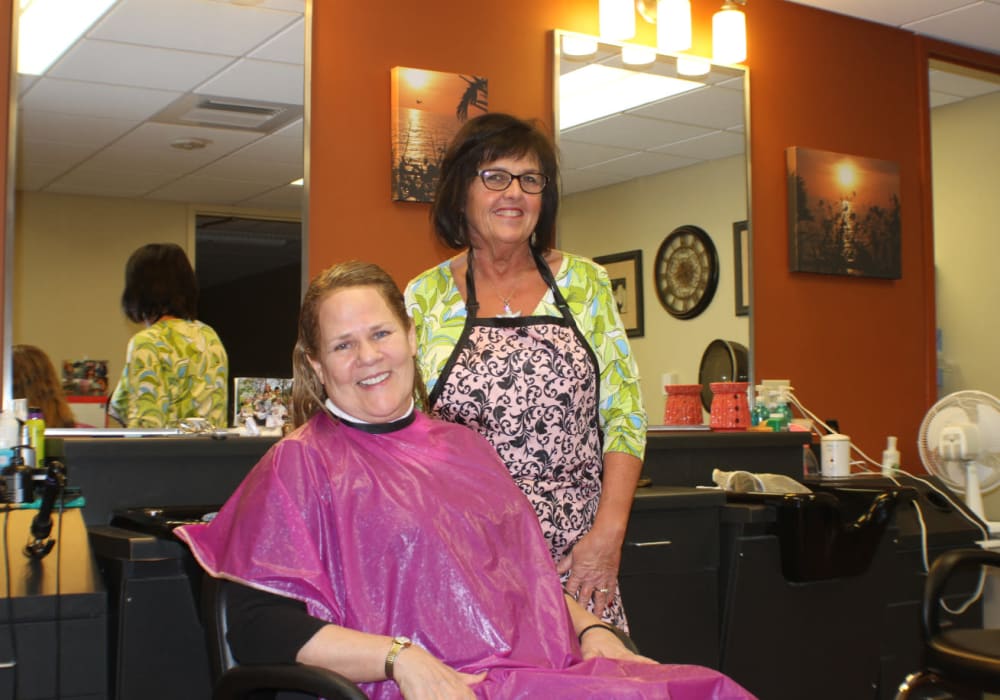 Resident getting their hair done at the onsite salon at Edgerton Care Center in Edgerton, Wisconsin