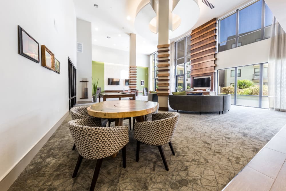Dining area in large community room at Marq Uptown in Austin, Texas