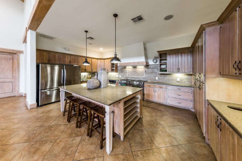 Community kitchen at Marquis at Canyon Ridge in Austin, Texas