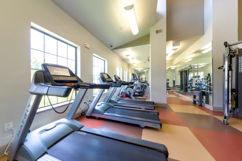 Cardio machines in fitness room at Marquis at Sugar Land in Sugar Land, Texas