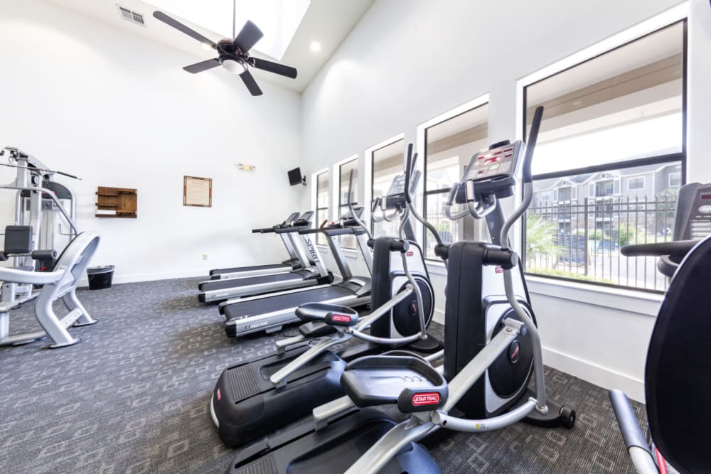 Fully equipped fitness center at Marquis at Katy in Katy, Texas