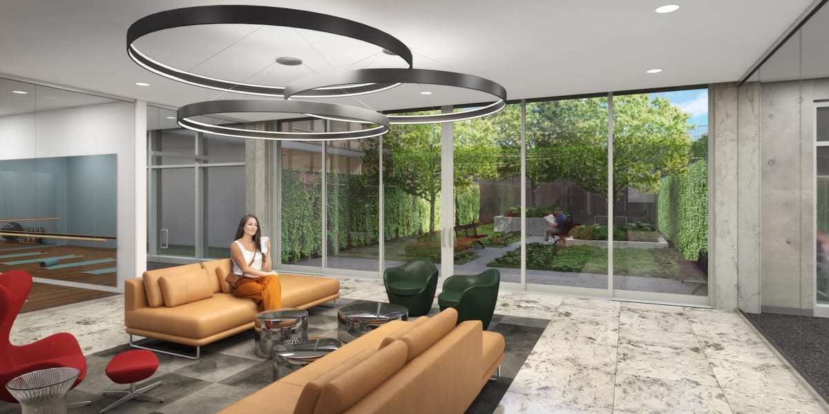 Elegant sitting area at Optima Verdana® in Wilmette, Illinois