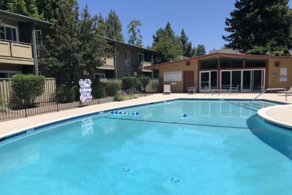 Inviting outdoor swimming pool at Pennsylvania Apartments in Fremont, California