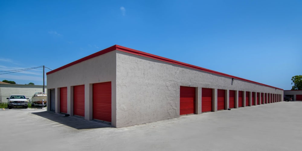 Drive-up self storage units at StorQuest Self Storage in Port St Lucie, Florida