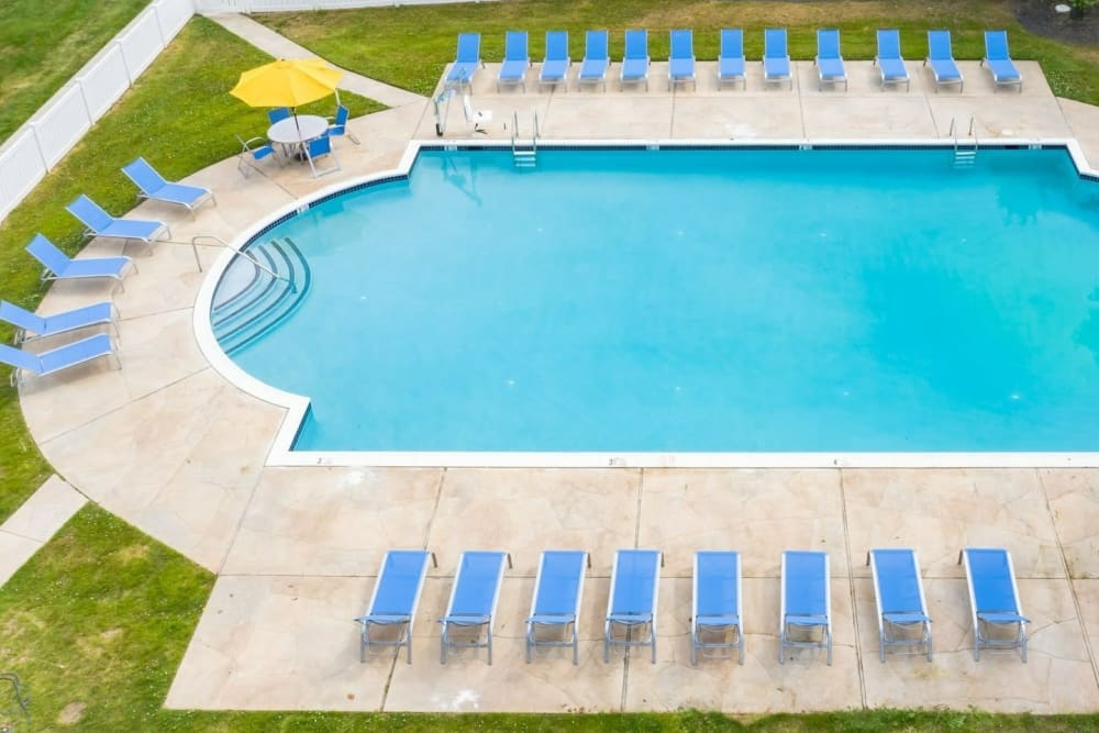 Bright blue pool at The Village at Voorhees in Voorhees, New Jersey