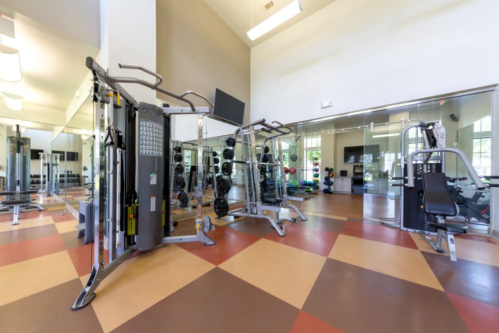 Cardio machines in fitness room at Marquis at Sugar Land in Sugar Land, Texas