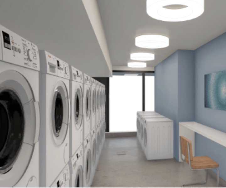Rendering of laundry center at Lark Landing in San Francisco, California