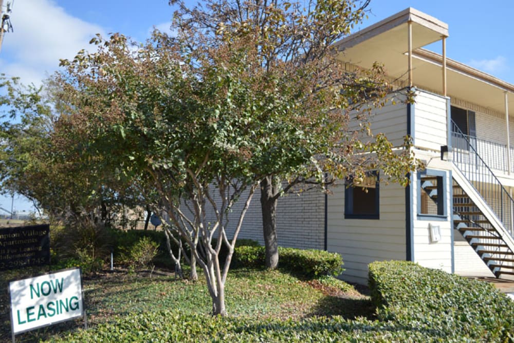 Side view of the exterior at Hampton Village in DeSoto, Texas