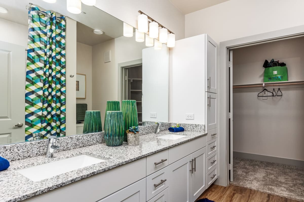 Apartment bathroom at Grand At Cibolo in Cibolo, Texas