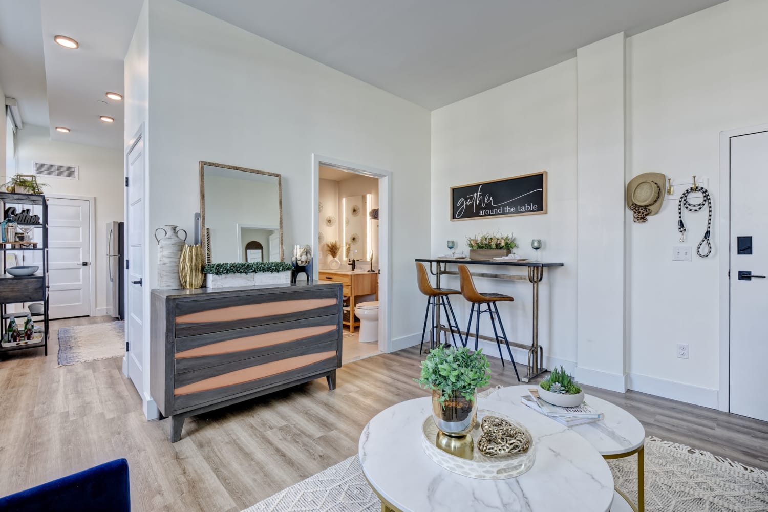 Living Area with Modern Design at One Park in West Hartford, Connecticut