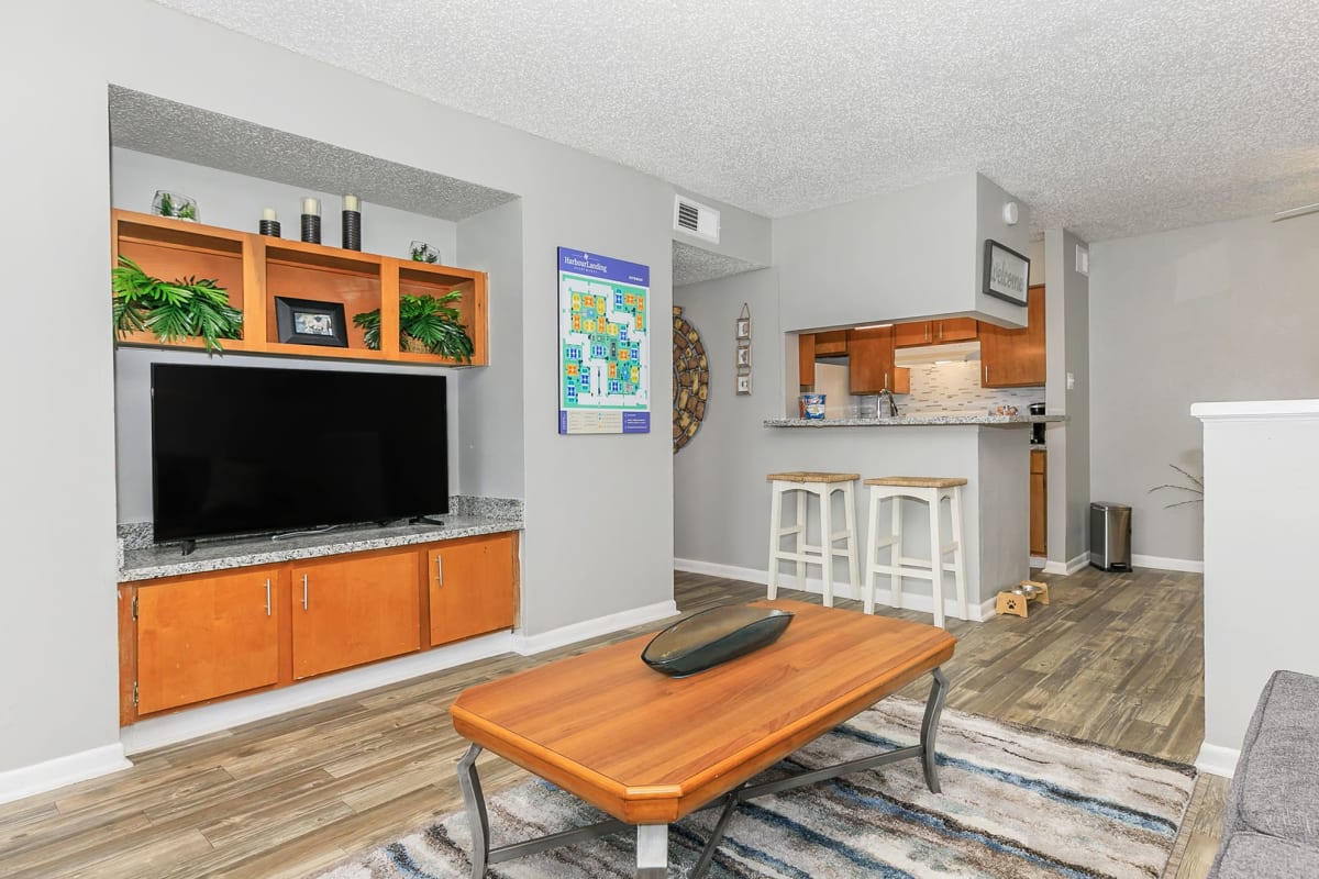 Living room at Harbour Landing Apartments in Corpus Christi, Texas