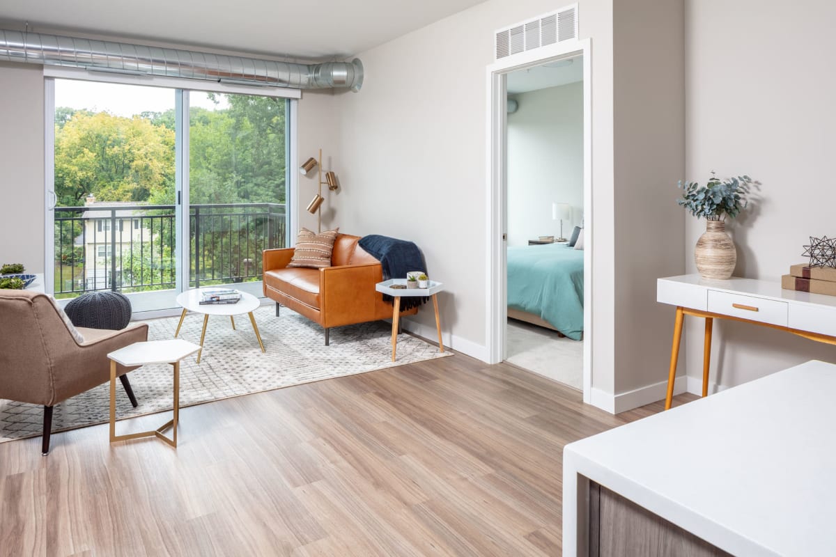 Apartment with wood-style flooring at Talo in Golden Valley, Minnesota