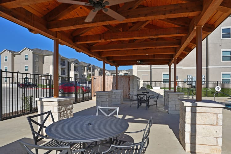 Barbecue area at Longhorn Crossing in Fort Worth, Texas