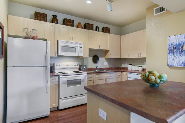 Spacious kitchen with plenty of counter top space at Ranch ThreeOFive in Arlington, Texas