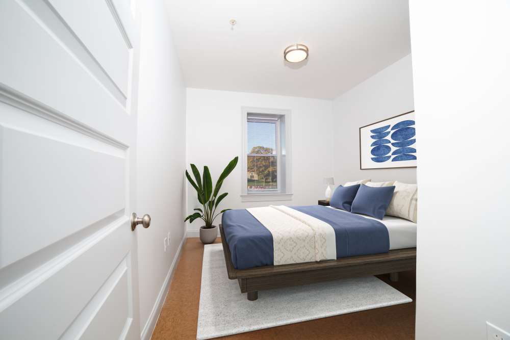 Bedroom at Memorial Square Apartments in Springfield, Massachusetts