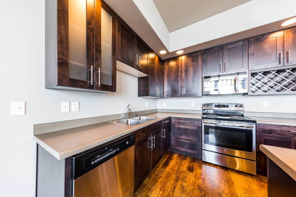 Bright, spacious kitchen at Copperline at Point Ruston in Tacoma, Washington