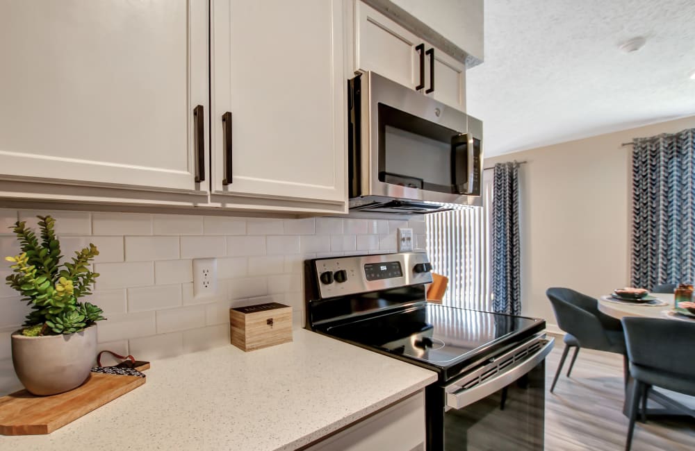 Stainless steel appliances at Lockhart Apartment Homes in Mesquite, Texas