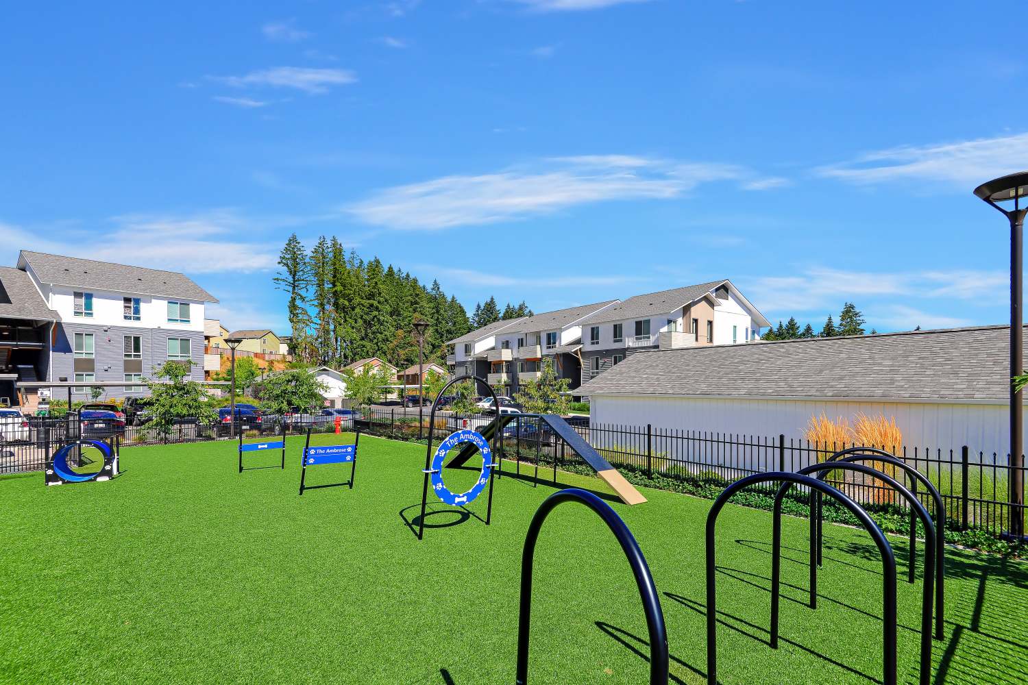 Outdoor dog park at Ambrose in Bremerton, Washington
