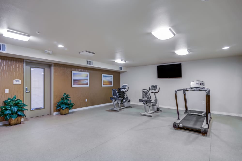 A workout room at Merrill Gardens at Madison in Madison, Alabama. 