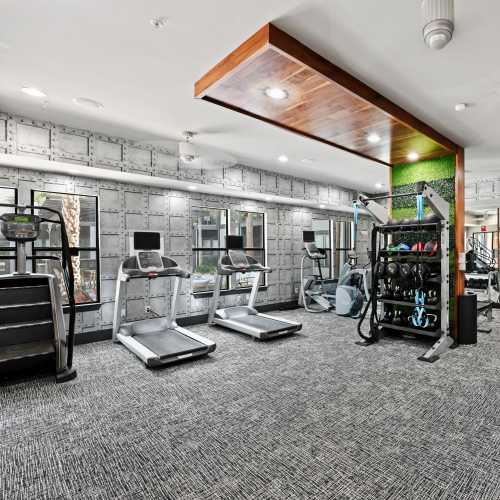 Well-equipped fitness center at Steelhouse in Orlando, Florida