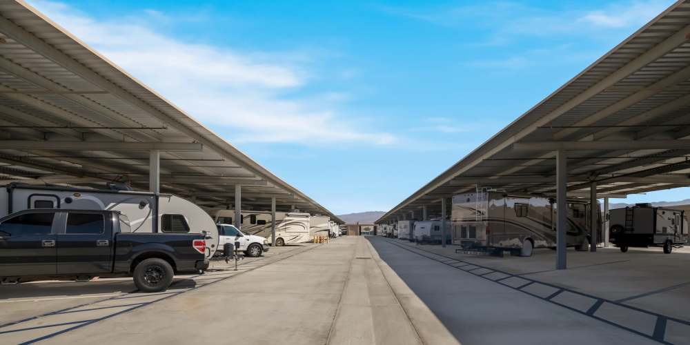 Covered RV and boat storage at StorQuest RV & Boat Storage in Apopka, Florida