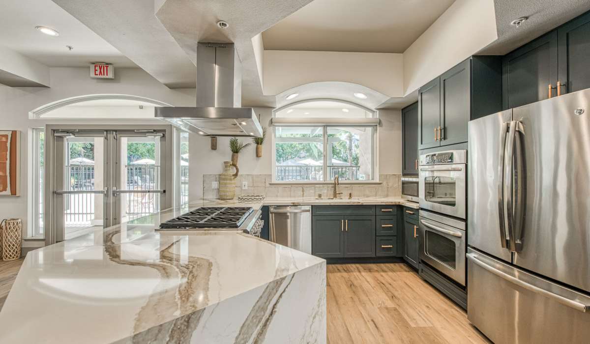 Luxurious community kitchen at Westwood Bluffs in Fresno, California
