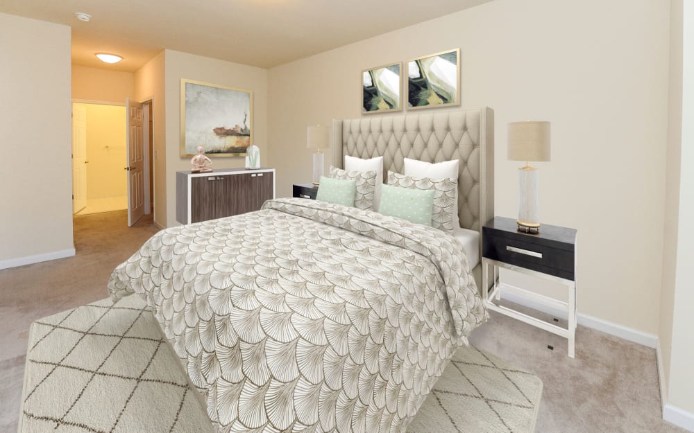 Model bedroom at Cranford Crossing Apartment Homes in Cranford, New Jersey