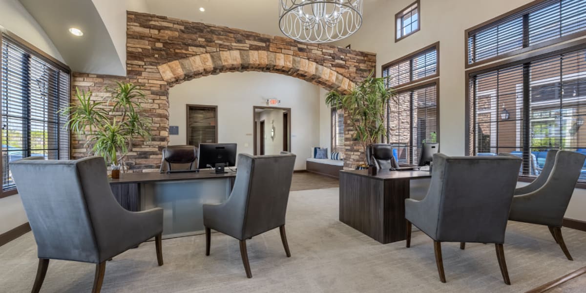 Leasing office lobby area at Marquis at Sonoran Preserve in Phoenix, Arizona