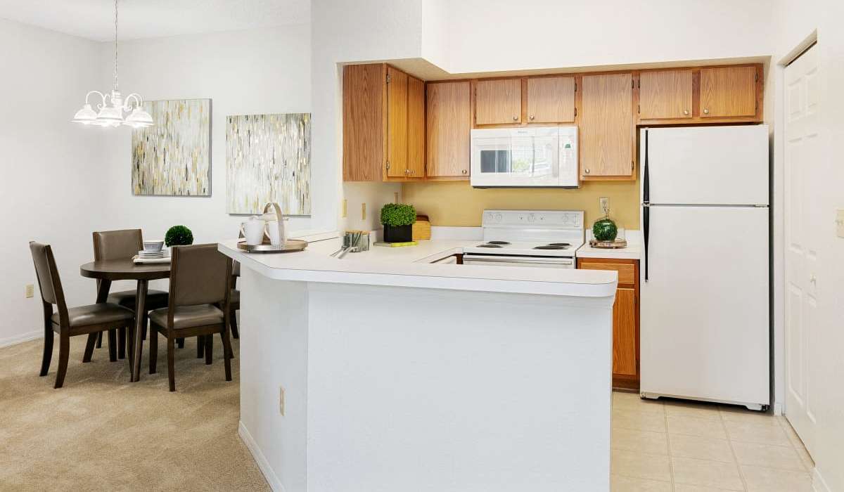 Kitchen with modern appliances at Woodmere Apartments of Venice in Venice, Florida