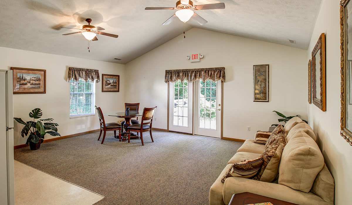 Community living room at Doranne Greene in Hartford, Michigan