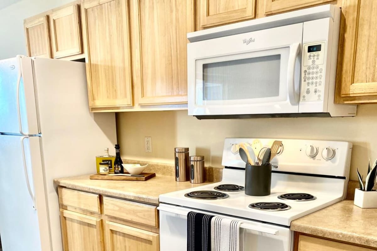 Apartment kitchen at Deer Creek in Spokane, Washington