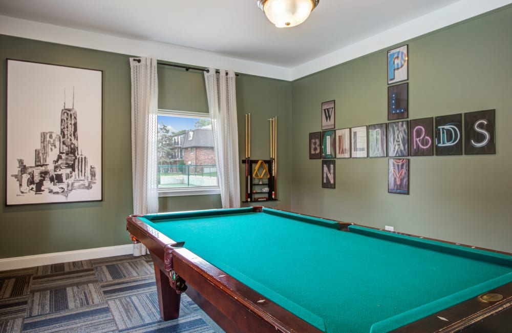 Pool table in the resident lounge at Blackhawk Apartment Homes in Elgin, Illinois