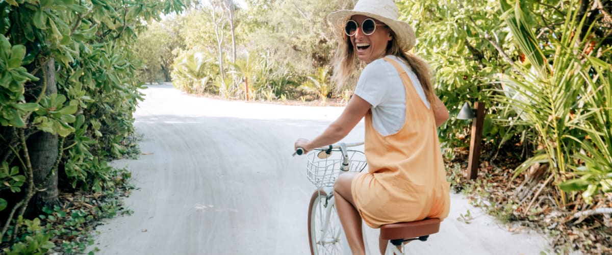 Student on a bike at Rise Manoa in Honolulu, Hawaii