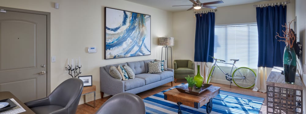 Living room at M2 Apartments in Denver, Colorado