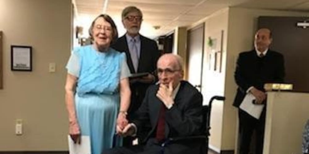 Kenneth and Helen renew their wedding vows at Garnett Place in Cedar Rapids, Iowa.