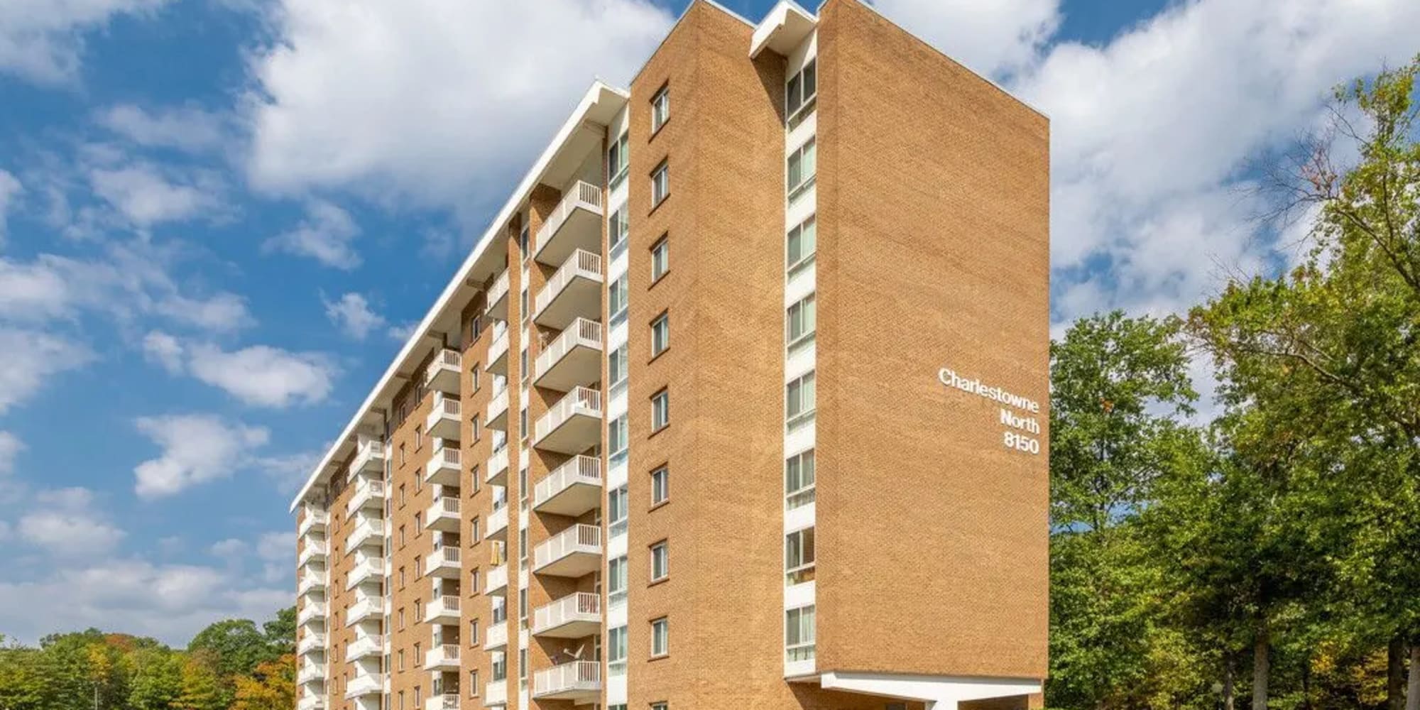 Exterior view at Charlestowne North in Greenbelt, Maryland