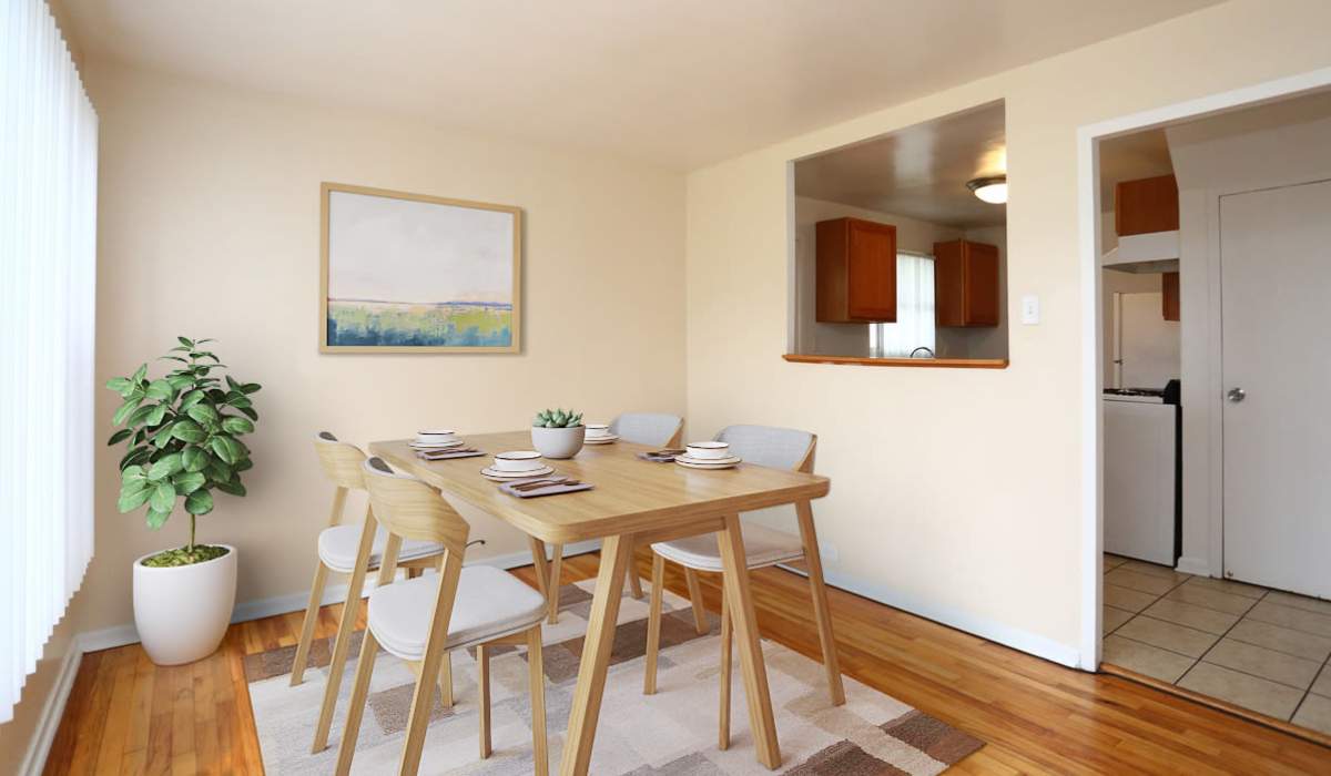 Dining area adjacent to the kitchen at Central Park in Park Forest, Illinois