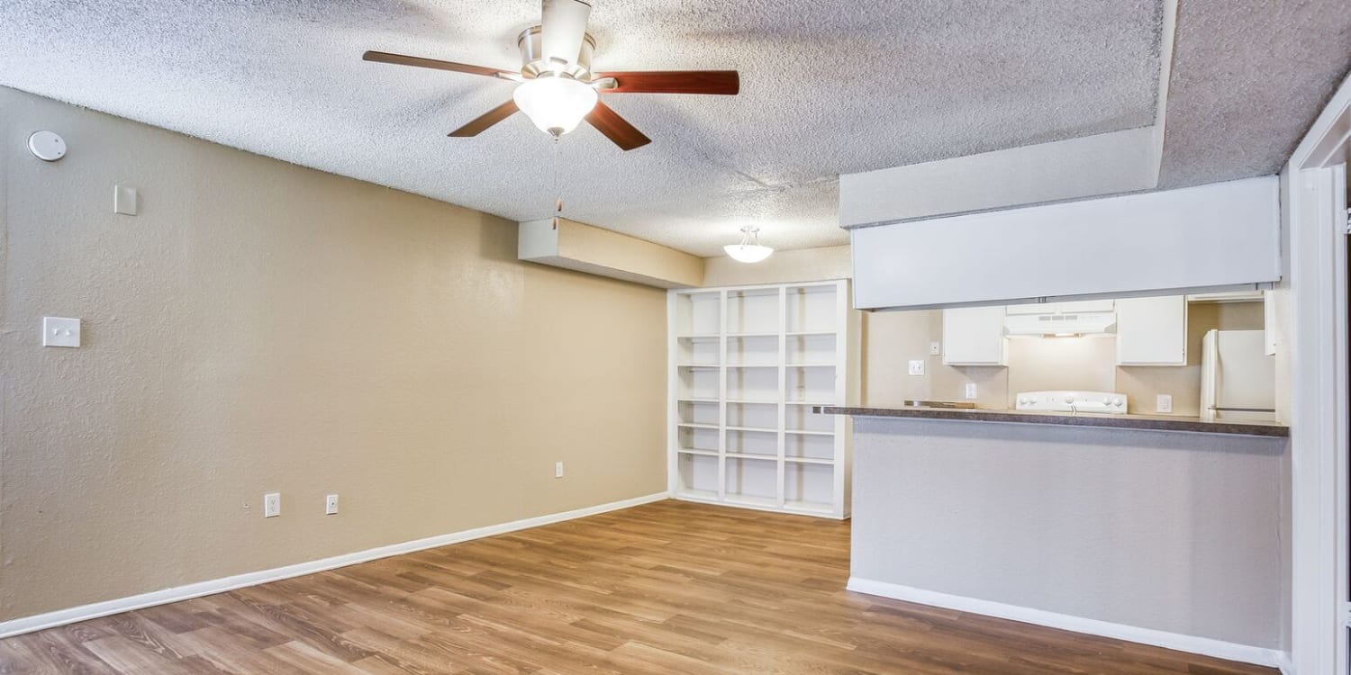 A bright living room at Dallas, Texas, apartments at Santa Fe Apartment Homes