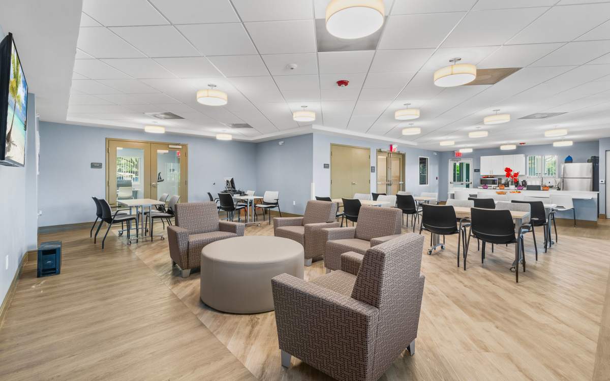 Community clubhouse at Sunset Bay Apartments in Cutler Bay, Florida