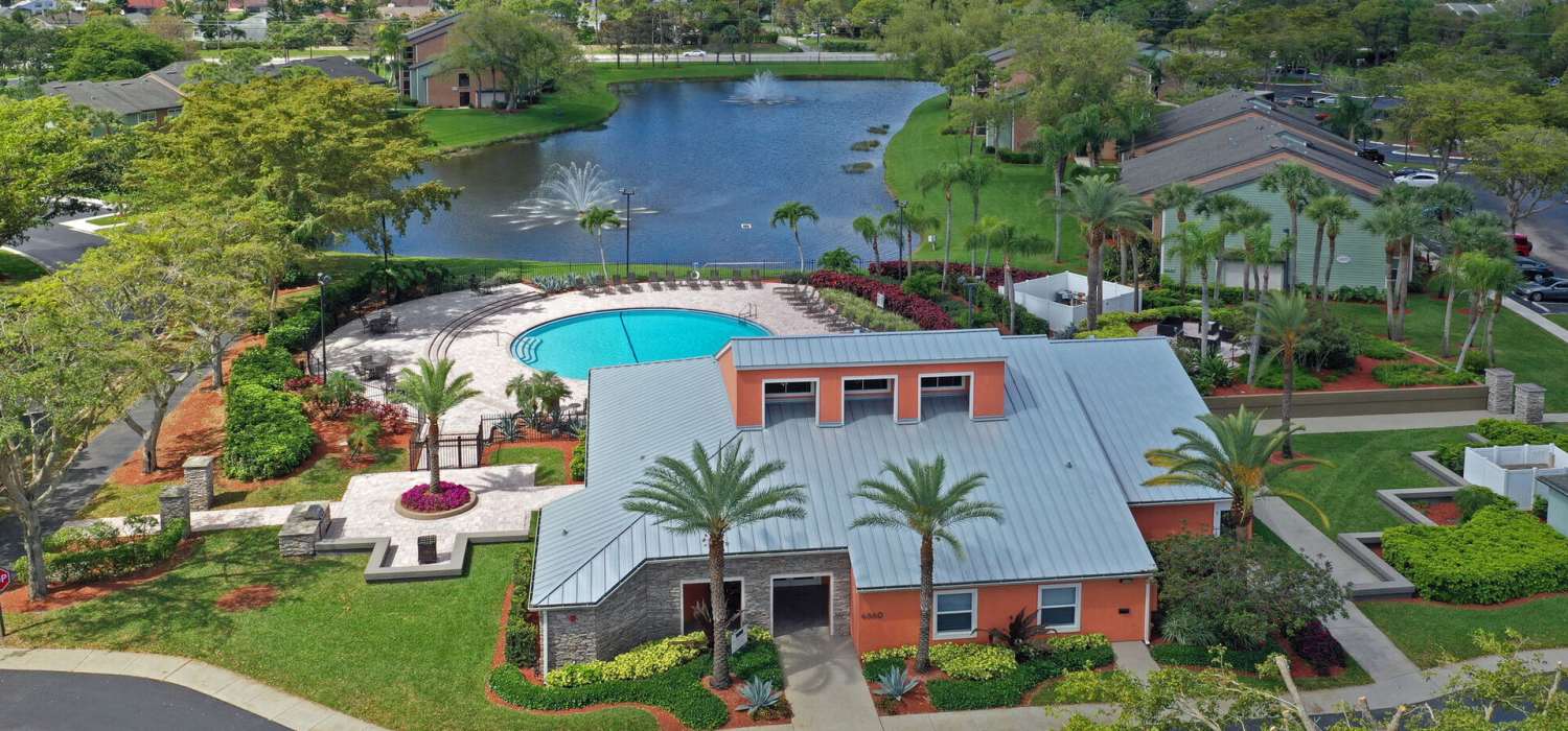 Aerial view of the community at Visions at Willow Pond apartments in West Palm Beach, Florida