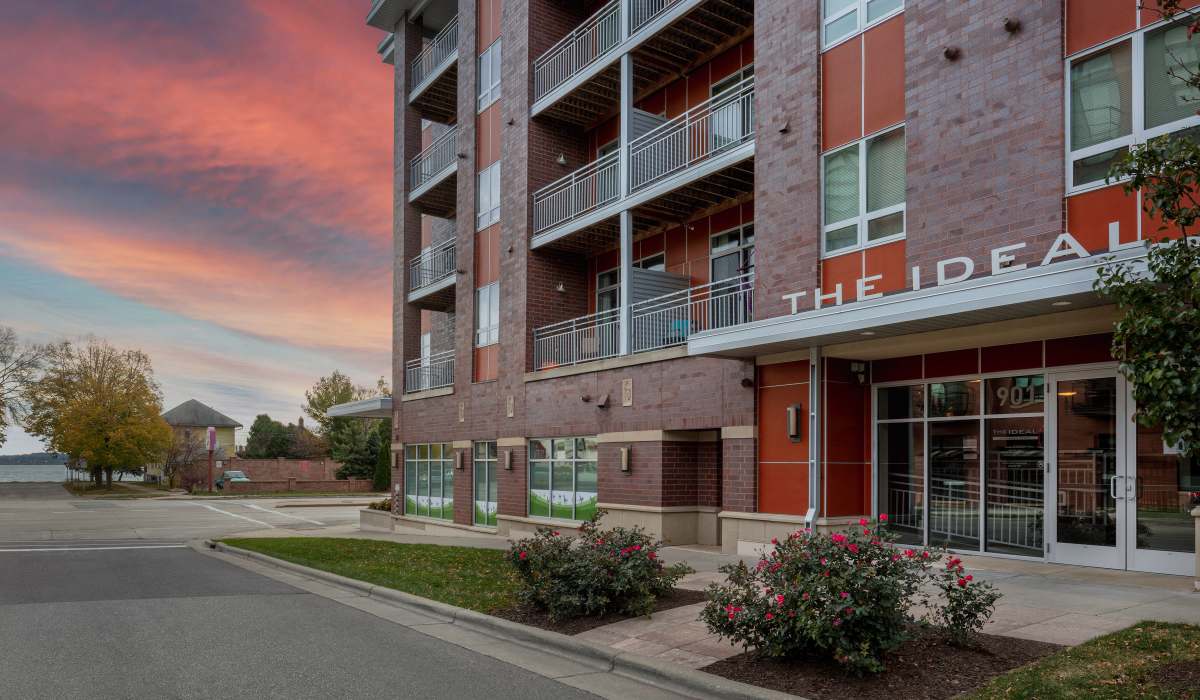 Exterior shot of apartments at The Ideal in Madison, Wisconsin