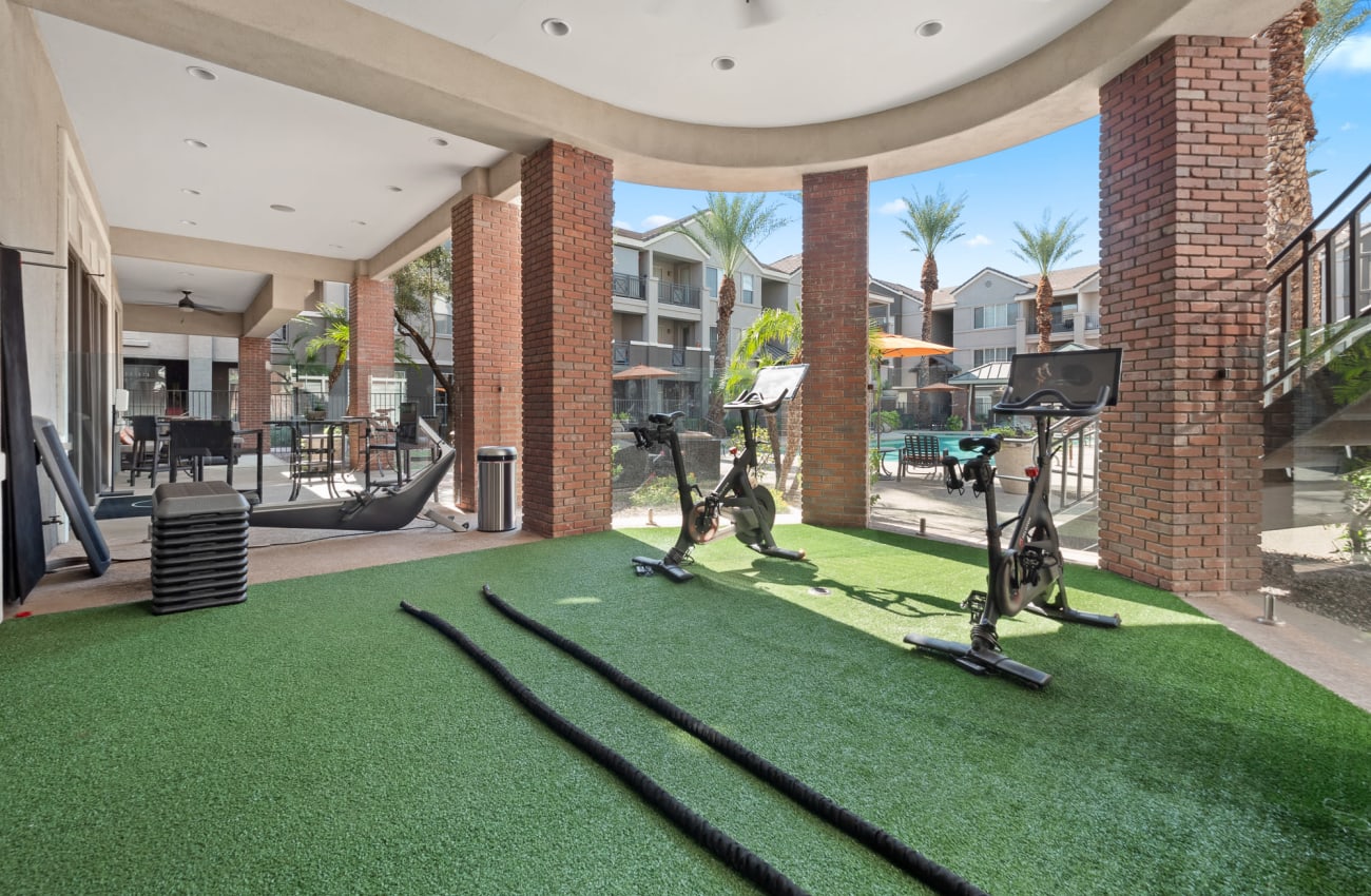 Courtyard areas with palm trees at Citi on Camelback in Phoenix, Arizona