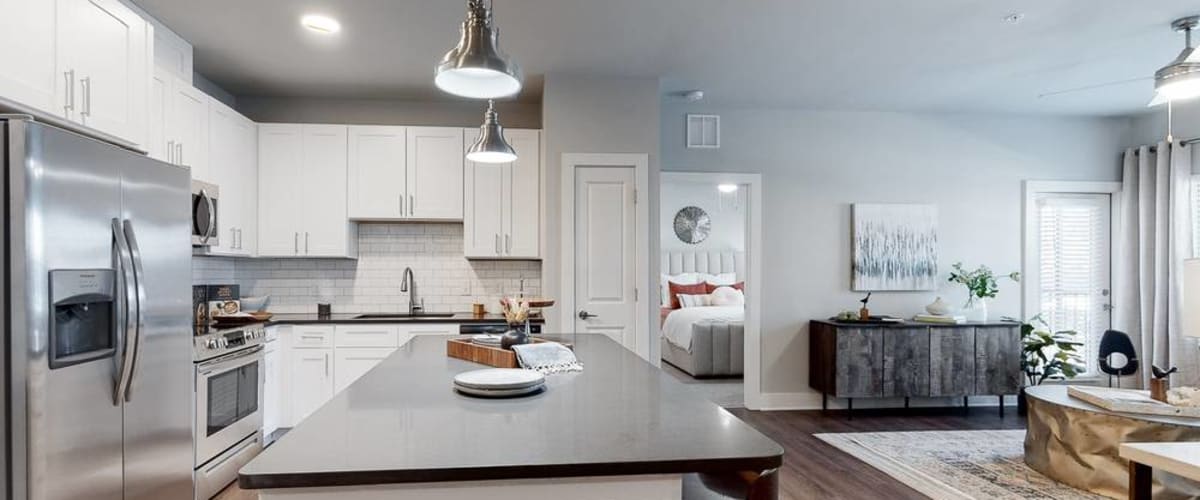 Kitchen with stainless-steel appliances at Exchange at St. Augustine in St Augustine, Florida