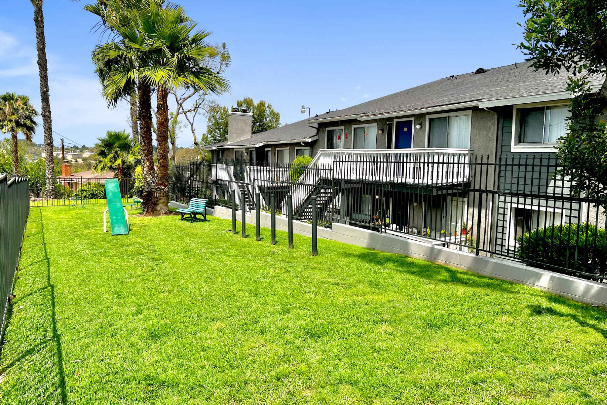 The onsite dog park at Hillside Terrace Apartments in Lemon Grove, California